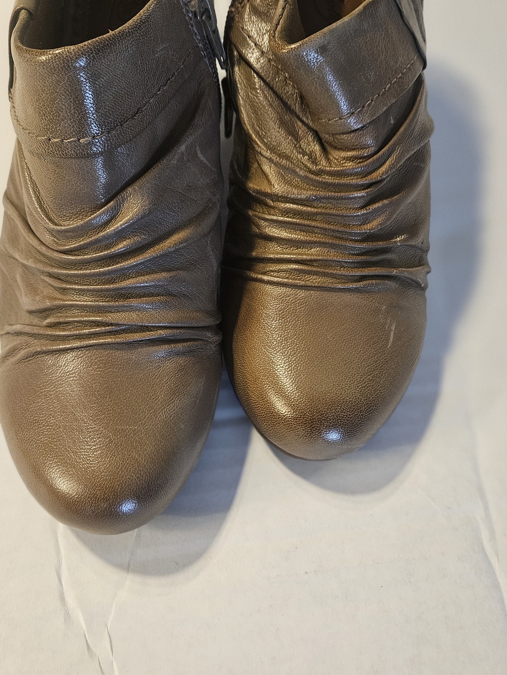 Pure Sole Women’s Brown Ruched Leather Ankle Heels - Picture 2 of 10
